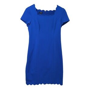 Talbots Sheath Dress Womens 4 Petite Blue Short Sleeve Stretch Career Event